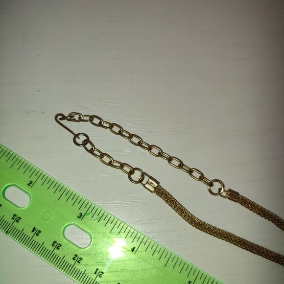 Golden Necklace with White Teardrop Pendant Vintage Jewelry Base of the Neck - Picture 7 of 8